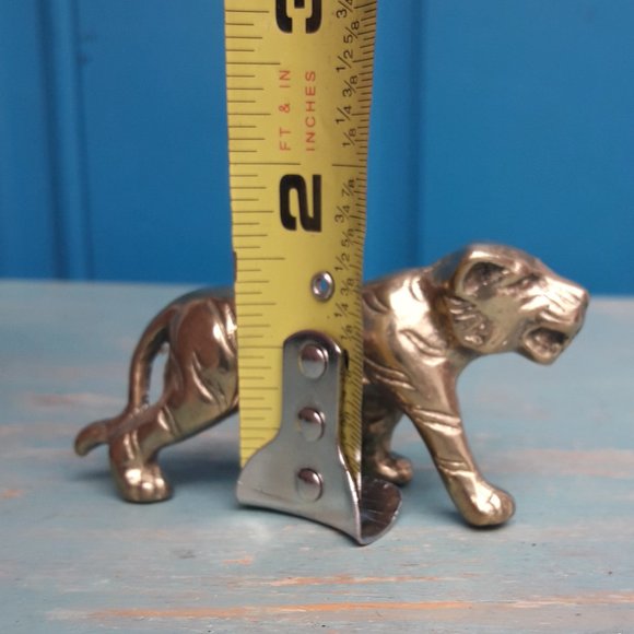 Brass Panther Vintage Animal Figurine Mid Century Modern Gold Metal Tiger Lion - Picture 12 of 16